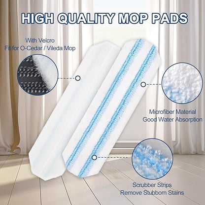 H2prO Mop Pads Replacements Compatible with Flat Mop System, Replace Mop Heads for Mop, Machine Washable Reusable Microfiber Pad Refills for Floor Cleaning (6 Pack)