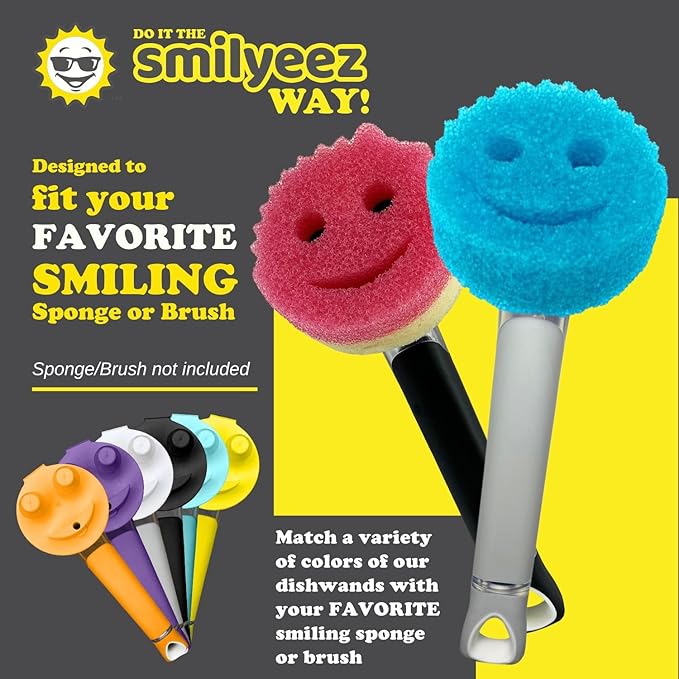 The Original Smiling Handle with Soap Dispensing for Scrub Daddy (Reg. TM) Sponge and Scrub Moji Sponge (Black)