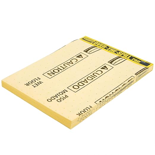 Rubbermaid Commercial Products, Over the Spill Pad, Absorbent Mat Pads for Residential/Commercial/Restaurant/Office/Facility Use, Fast at Absorbing Water/Oil/Beverages, Yellow