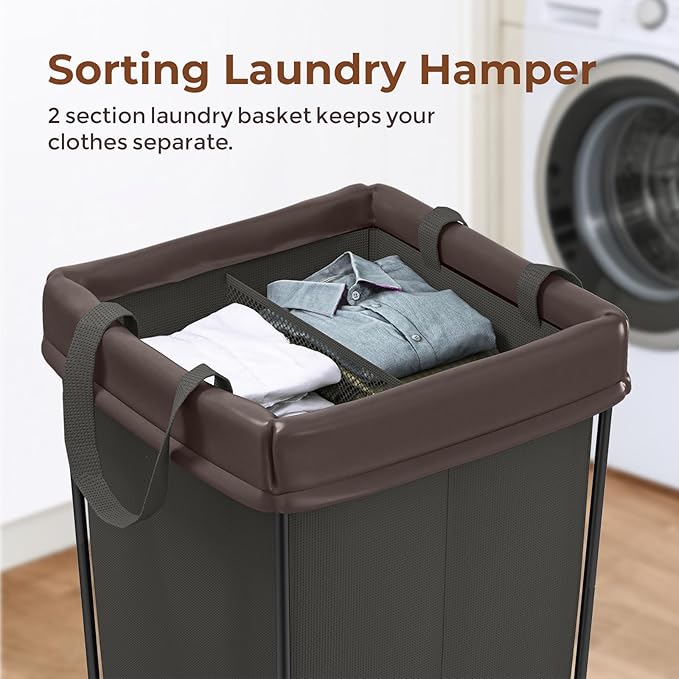 Mefirt 160L Laundry Hamper with Wheels, 2 Section Large Rolling Laundry Basket Bag with Wheels, Clothes Hamper Cart for Laundry, Bedroom, Bathroom and Dorm