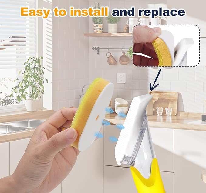 Packs Refill Heads Compatible with Dish Daddy, Non-Scratch Wand Refill Sponge Heads Compatible with Scrub Daddy, Upgrade Much Thicker and Durable (8.)