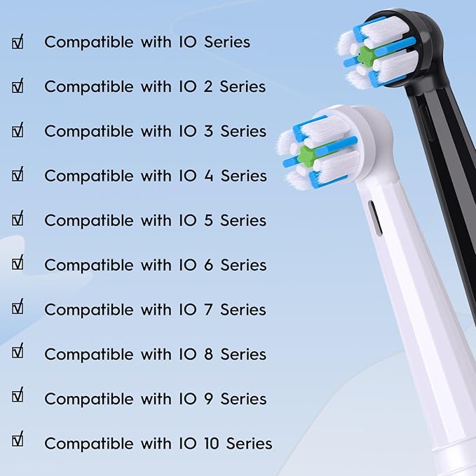 8 Pack IO Brush Head Compatible with Oral B IO 2/3/4/5/6/7/8/9/10/Deep Clean Electric Toothbrush, Replacement Heads Compatible with Oral B IO for Effective Cleaning (Black)