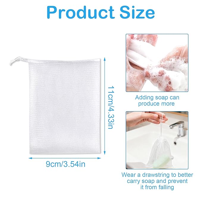 40pcs Mesh Soap Bags for Soap Bars, Exfoliating Bubble Mesh Net Bars with Drawstring for Shower Face Cleansing