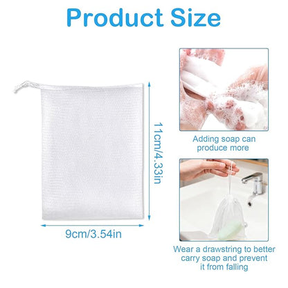 40pcs Mesh Soap Bags for Soap Bars, Exfoliating Bubble Mesh Net Bars with Drawstring for Shower Face Cleansing