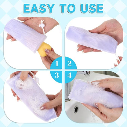8 PCS Soap Mesh Bag, Multicolor Bar Soap Saver Bags Soft Soaps Sleeve Portable Soaps Mesh Bags with Drawstring for Men Women Shower Facial Body Cleaning