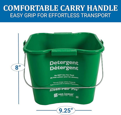 San Jamar Kleen-Pail® Plastic Pro Cleaning Bucket 8 Quarts Green (Pack of 2)