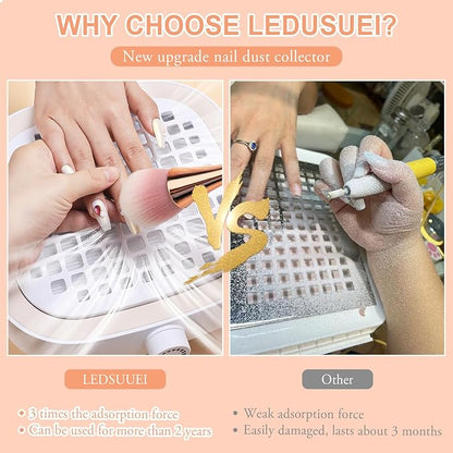 Powerful Nail Dust Collector - 130W Electric Low Noise Dust Collector Nail Tech Lint Free - Adjustable Vacuum Fan Vent Dust Collector Extractor for Acrylic Gel Nail Salon, White