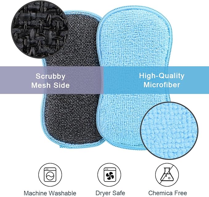 HOMEXCEL 12 Pack Multi-Purpose Scrub Sponges Kitchen, Dish Sponge, Non-Scratch Microfiber Sponge for Efficiently Cleaning Dishes, Pots, and Pans (Multicolor)