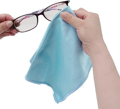 6 Pack Glass Cleaning Cloth Microfiber Cleaning Cloth for Window Eyeglass Jewelry Windshields Mirrors and Stainless Steel (Blue)