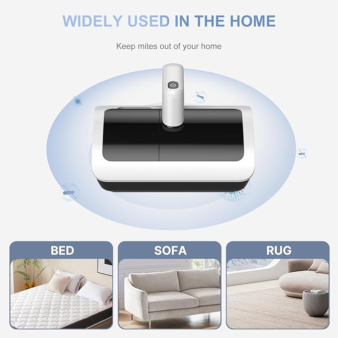 Mattress Vacuum Bed Vacuum Cleaner with UV 18000pa Super Suction Power，HEPA Filter 253.7nm UV-C Light & 30000 RPM/Min Brushroll Rotation & Heating & Ultrasonic Quintuple Tech (Corded)