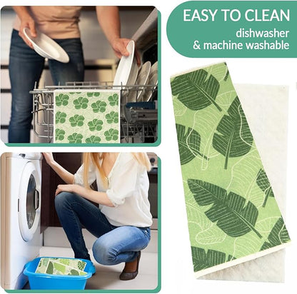 6 - Pack Swedish Kitchen Dish Cloths - Reusable Paper Towels for Counters & Dishes - Eco Friendly Cellulose Sponge Cloth (Botany)