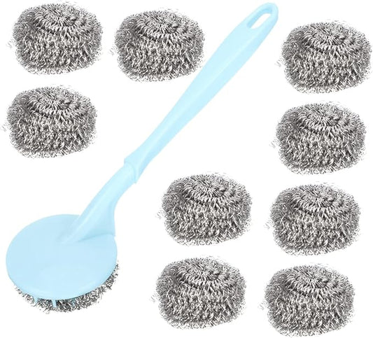 1set Steel Ball Cleaning Ball Stove Top Cleaner Pan Cleaning Tool Pot Scrubber