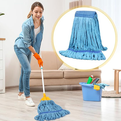 Lallisa 2 Pcs Commercial Mop Head Replacement 18 Oz Tube Microfiber Mop Heads for Floor Cleaning Industrial Mop Heads Blue Looped End Wet Mop Head Refill for Home Commercial Industrial Use