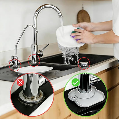 Silicone Faucet Mat for Kitchen Tap Compact Sink Splash Guard Protectors Behind Draining,Grey 2PCS