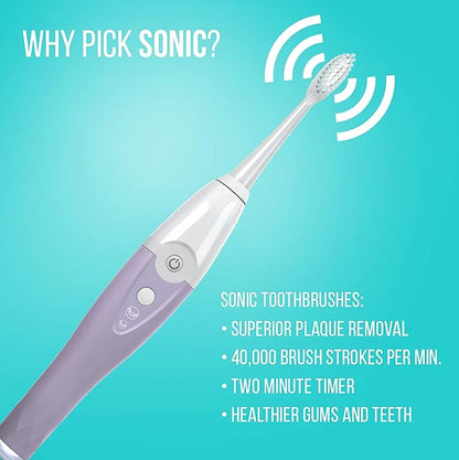 TAO Clean UV Sanitizing Sonic Toothbrush and Cleaning Station, Electric Toothbrush, Dual Speed Setting, Lilac Bliss