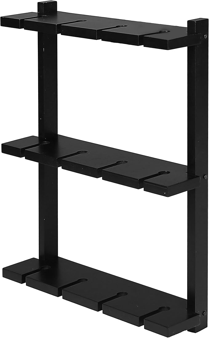 MyGift Wine Glass Rack - Wall-Mounted Black Wood Stemware, 12 Glassware Holder Rack, Wine Glasses Storage Hanger for Bar Kitchen