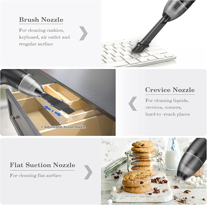 Keyboard Cleaner|Mini Vacuum for Desk, Handheld Cordless Computer Vacuum Rechargeable (with LED Light) for Cleaning Hairs, Crumbs for Desktop, Piano, Car Interior & Sewing Machine Clean [A043]