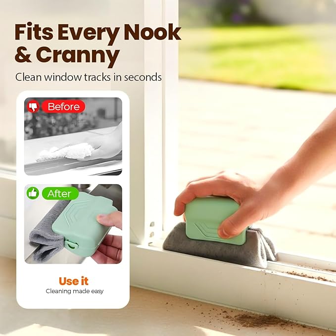 Magic Window Track Cleaner, 2026 New Handheld Window Groove Cleaning Brush Tool Set, Cleaner Brushes for Window lides Gaps Tile Lines Shutter Slats Car Vents & Narrow Gaps (3, Green)