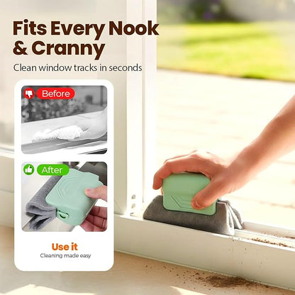 Magic Window Track Cleaner, 2026 New Handheld Window Groove Cleaning Brush Tool Set, Cleaner Brushes for Window lides Gaps Tile Lines Shutter Slats Car Vents & Narrow Gaps (3, Green)