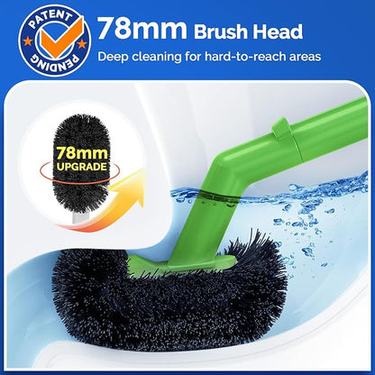 HAMITOR Toilet Plunger Bowl Brush Combo：Heavy Duty Rubber for Drain Clog Remover - Curved Design Bristles for Deep Cleaning Under Rim - Compact Bathroom Cleaning Tools for New Homet Essentials-Green