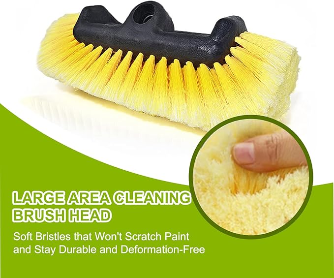 SISUPASSIE 12FT Car Wash Brush with Long Handle, 12-Inch Soft Bristle Car Cleaning Brush for Cleaning RV, Truck, Boat, Solar Panels, Yellow