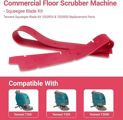 Commercial Hand Push Floor Scrubber Machine Front and Rear Scraper Blades Fits Tennant T300E T300 T260 Floor Scrubber Tennant Squeegee Blade Kit 1203954&1203953 Replacement Parts (1)