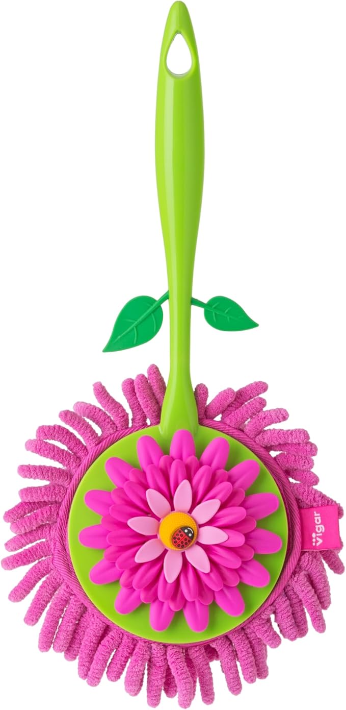 Vigar by Addis Flower Power Microfibre Duster, Green/Pink