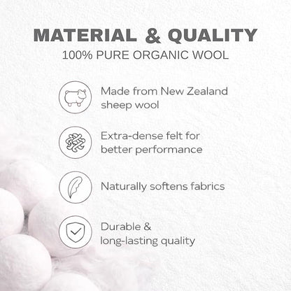 Wool Dryer Balls Organic Felt 6 Pack Laundry Fabric Softener, Extra Large Reusable Handmade Natural Sheep Wool Lint Wrinkle Free Anti Static Baby Safe (Cat)