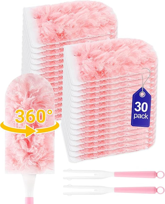 32 Count 360 Duster Refills, Unscented Heavy Duty Dusters Refills with 2 Detachable Handles, Compatible with Swiffer Duster Handle, Dusters for Cleaning Blinds, Ceiling Fans