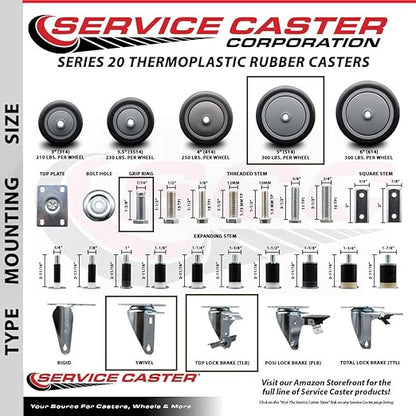 9T36L5 FG9T36L50000 Rubbermaid Mobile Shelf Truck 5'' Replacement Caster Kit, 4PK