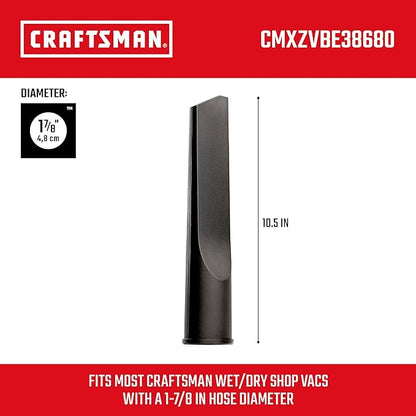 CRAFTSMAN CMXZVBE38680 1-7/8 in. Crevice Tool Wet Dry Vac Attachment, Industrial-Grade Shop Vacuum Accessory for Cleaning Tight Spaces, Fits 1-7/8 in. Hose Diameter