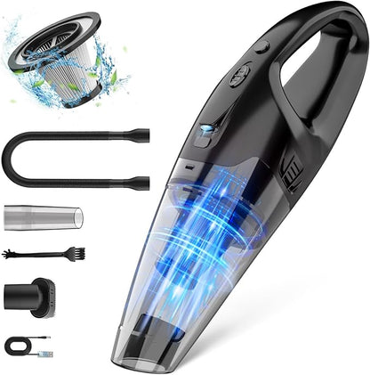 BSRCO Handheld Vacuum Cordless Rechargeable, 3-in-1 Car Vacuum Portable with LED Light & USB Charge, 1.65Lbs Lightweight Hand Vacuum Cleaner for Pet Hair, Home, Car Interior