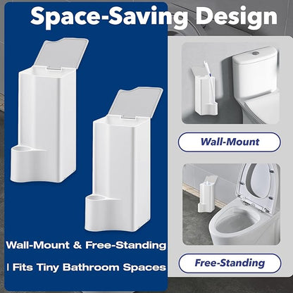 2-Pack Toilet Holder Compatible with Clorox Toilet Wand Only, Space-Saving Wall-Mount & Free-Standing Storage for Disposable Scrubbing Pads - Ideal Choice for Toilet Wand