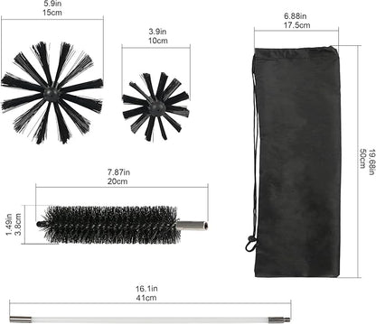 30 Feet Dryer Vent Cleaning Brush Kit, Multi-Purpose lint Cleaning Brush with 4" and 6" Brush Head, Professional Lint Cleaning Accessories for Chimneys, Ducts, Dryers, Crevices