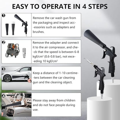 Tornado Detailing Car Cleaning Gun with Metal Nozzle | Interior Drying Air Gun | High Pressure Blower Gun | Car Cleaning Kit for Swiftly Removing Dirt and Dust with Air Flow