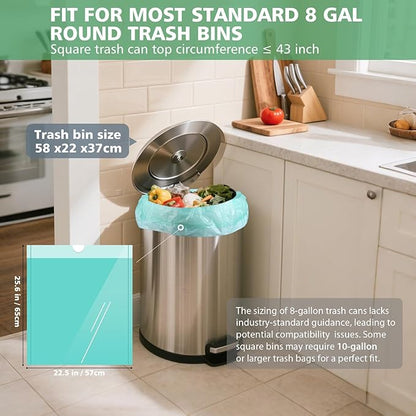 AYOTEE Compostable Trash Bags 8 Gallon Trash Bags Drawstring Unscented, 50 Count Drawstring Thick Tear Free Medium Garbage Bags 8 Gallon, 30L TrashBags Wastebasket Liners for Kitchen Home Office Use
