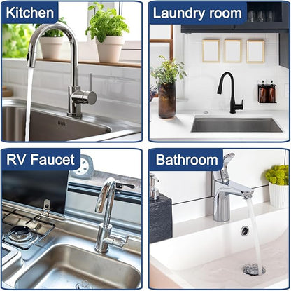 Silicone Faucet Mat for Kitchen Sink – Gen 3 10° Slope Splash Guard with Cuttable Hole – 14” x 5.5” Drip Catcher & Sponge Holder for Kitchen, Bathroom (White)