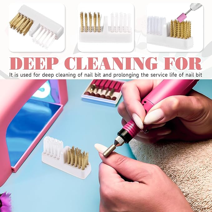 4pcs Nail Drill Wire Cleaner Brush Art Nail Bit Cleaning Brush Drill Bit for Nail Salon, Acrylic Nail Brush Tool Nail Tech Essentials Equipment Gel Nail Accessories