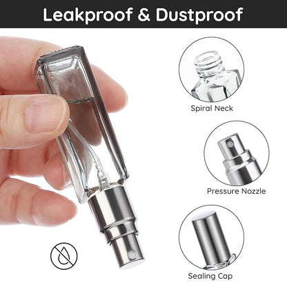 Segbeauty 10ML Empty Perfume Bottles, 10pcs Mini Refillable Atomizer, Portable Leak-proof Glass Spray Bottles for Travel Sample Dispenser