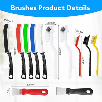 Crevice Cleaning Brush, Thin Hard Bristle Crevice Cleaning Tool Supplies for Tight Place, 12Pcs Small Household Use Cleaning Set for Kitchen, Gout, Gap, Corner, Window Track, Cup, Teapot, Bottle