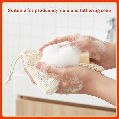 10 Pcs Soap Bags, Exfoliating Soap Saver Bags with Drawstring Reusable Natural Sisal Soap Pouch Foaming Drying for Bath and Shower(3.5x5.5 Inch)