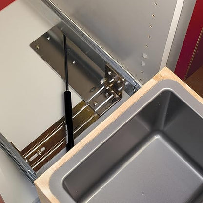 Rev-A-Shelf 35 Qt Bottom Mount Double Pullout Under Cabinet Kitchen Trash Cans w/Soft-Close for Base Cabinets, 150 Pound Rated Full-Extension Slides, Min Opening Width of 14.5", Gray, 4WCBM-18DM-2