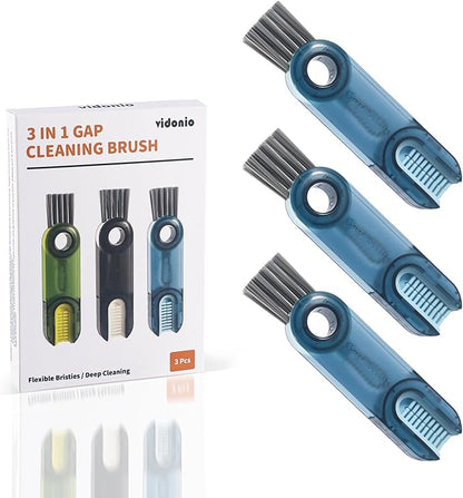 3 in 1 Cup Lid Gap Cleaning Brush Set, Multifunctional Insulation Bottle Cleaning Tools, Mutipurpose Tiny Silicone Cup Holder Cleaner, Home Kitchen Cleaning Tools (3Pcs Blue)