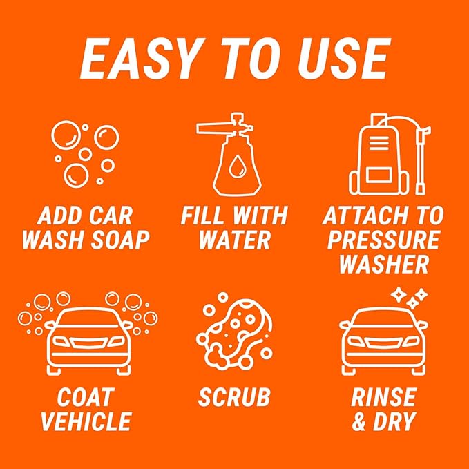 Armor All 2-in-1 Foam Cannon Kit - Car Wash & Detail Cleaning Kit for Power Washers, Garden Hoses, Foam Applicator & Adaptor, Gifts for Men, Pack of 1