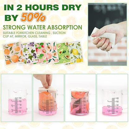 Mixed Fruit Swedish Kitchen Dishcloths Reusable Dish Towels Absorbent and Fast Dry Cleaning Cloths for Kitchen Cleaning Wipes 6 Pieces