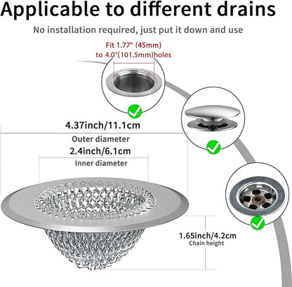TRAPMATE Hair Catcher Shower Drain, Prevent Clogging Bathtub Drain Hair Catcher, Easy Clean 304 Stainless Steel Shower Drain Cover Protector for Bathroom Regular & Pop-up Drain (Light Gray)