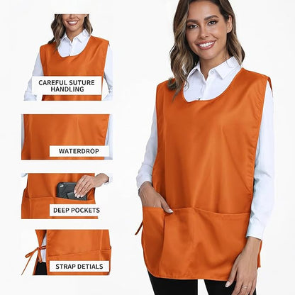 Xeoxarel Unisex Cobbler Apron with 3 Pockets, Smock Vest Apron, Suitable for Cooking，Kitchen，Garden，Hairstylist，Cleaning，Art