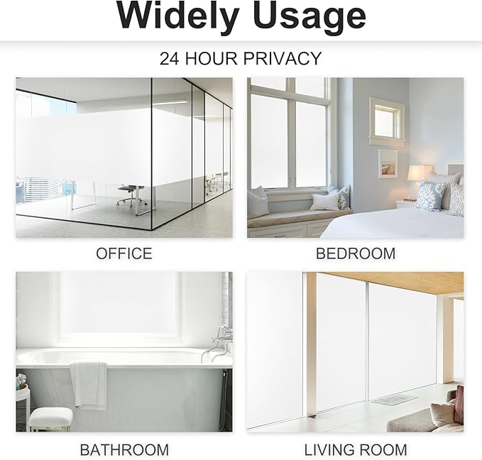 MAGIDEKOR Window Privacy Film with Installation Tools, Frosted Glass Window Film, Heat Blocking Static Clings Reusable Frosting Window Film for Bathroom, Home, Office - 29.5 Inch X 6.5 Feet