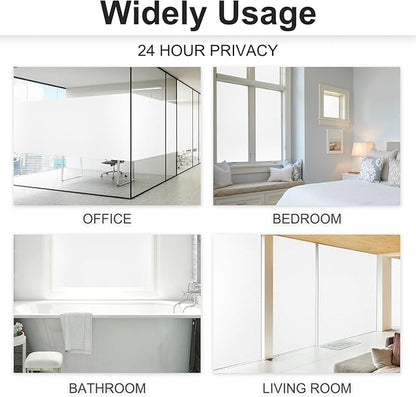 MAGIDEKOR Window Privacy Film with Installation Tools, Frosted Glass Window Film, Heat Blocking Static Clings Reusable Frosting Window Film for Bathroom, Home, Office - 29.5 Inch X 6.5 Feet