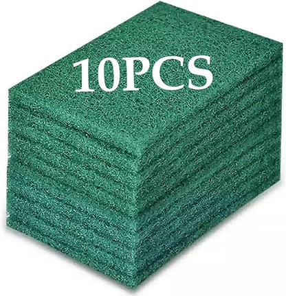 Heavy Duty Scour Pads Sponge Dish Scrubber Green Reusable Household Scrub Pads for for Dishes, Kitchen Scrubbers & Metal Grills 4 x 6 x 0.31inch (10Pcs)